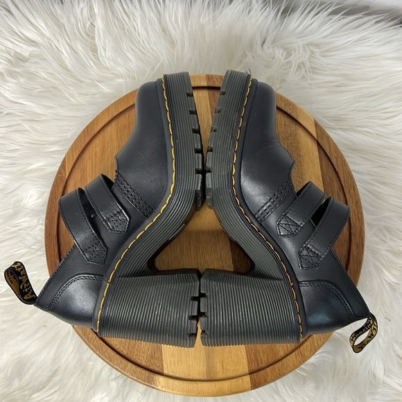 DR. MARTENS l Eviee Sendal Leather Heeled Platform Mary Janes Size 6 - Picture 10 of 13